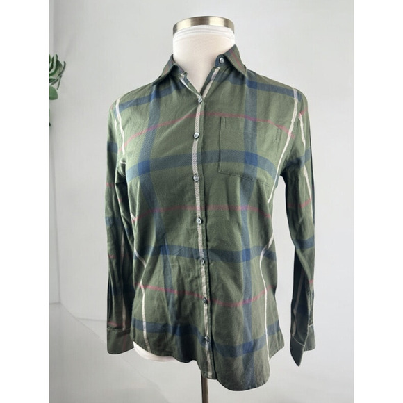 Barbour Oxer Check Shirt Olive Rosewater Tartan Button Up Women's US Size 6 - Picture 2 of 13